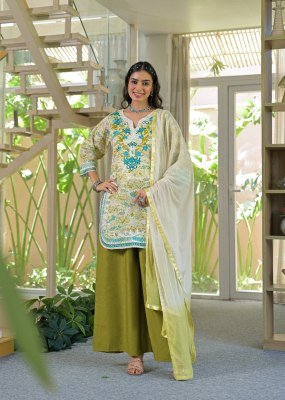 Afsana Sargi Berlin Cotton Printed Kurta Palazzo Set with Nazneen Shaded Dupatta Fancy Palazzo suit catalogue
