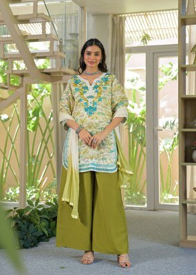 Afsana Sargi Berlin Cotton Printed Kurta Palazzo Set with Nazneen Shaded Dupatta Fancy Palazzo suit catalogue
