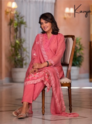 Afsana by Kavya Soft Organza with self embroidered kurti pant and dupatta catalogue at amaviexpo readymade suit catalogs