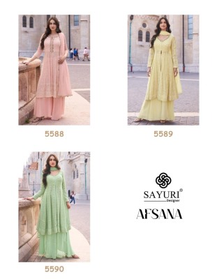 Afsana by Sayuri designer Fancy georgette sharara suit catalogue at affordable rate fancy sharara suit Catalogs