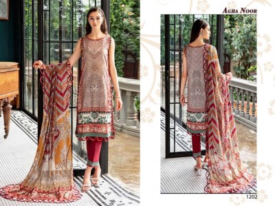 Agha Noor Vol 12 by Luxury Lawn Collection unstitched dress material catalogue at affordable rate salwar kameez catalogs