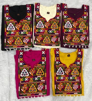 Ai Navratri Festival Special Short Top Premium Heavy Rayon, Gamthi And Kodi Lace Wholeasale  kurtis catalogs