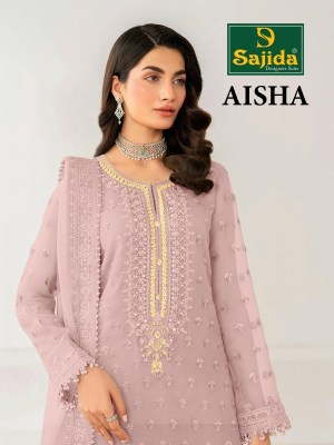 Aisha 1015 ABCD by Sajida Heavy Embroidered unstitched suit collection and wholesale rate Amavi
