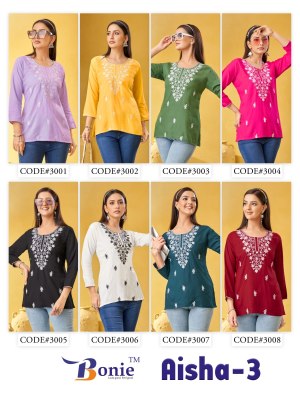Aisha vol 3 by Bonie Luckhnowi Work Fancy short Top Catalogue at affordable rate western wear catalogs