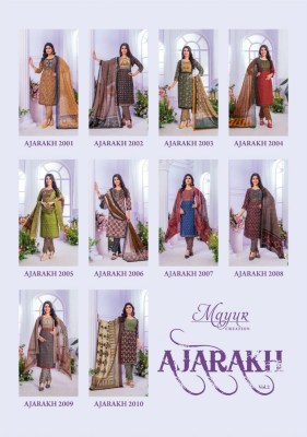 Ajarakh Vol 2 by mayur pure cotton ajrakh printed thread work Ready made suit catalogue at low rate readymade suit catalogs
