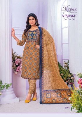 Ajarakh Vol 2 by mayur pure cotton ajrakh printed thread work Ready made suit catalogue at low rate readymade suit catalogs