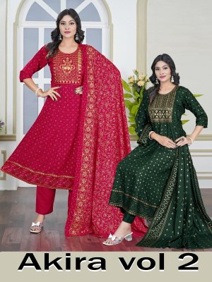 Akira plus vol 2 by Padmavati Reyon Foil Printed readymade suit catalogue at affordable rate Amavi