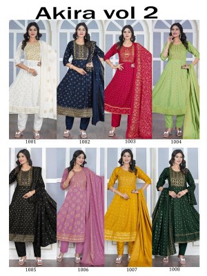 Akira plus vol 2 by Padmavati Reyon Foil Printed readymade suit catalogue at affordable rate readymade suit catalogs