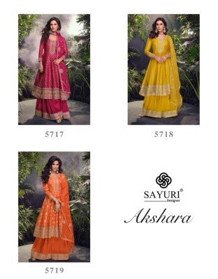 Akshara by Sayuri designer Pure Silk embroidered Flair top with shrara and dupatta  readymade suit catalogs