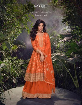 Akshara by Sayuri designer Pure Silk embroidered Flair top with shrara and dupatta  readymade suit catalogs