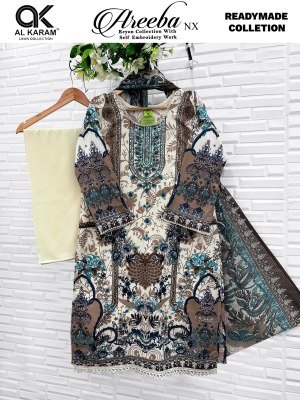 Al Karam Areeba NX Pure Rayon Kurti Pant with Soft Cotton Dupatta Set Al Karam Lawn Collection 