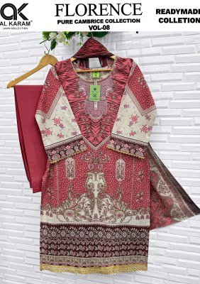 Al Karam Lawn Florence Vol. 08 Pure Cambric Kurta Pant Dupatta Set kurti pant with dupatta Catalogs