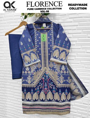 Al Karam Lawn Florence Vol. 08 Pure Cambric Kurta Pant Dupatta Set kurti pant with dupatta Catalogs