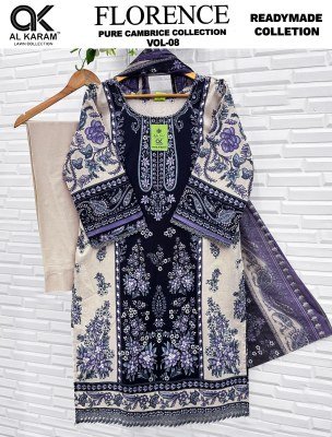 Al Karam Lawn Florence Vol. 08 Pure Cambric Kurta Pant Dupatta Set kurti pant with dupatta Catalogs