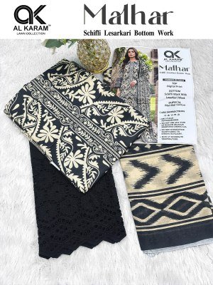 Al Karam Malhar Eplice Bottom Cotton Digital Print Dress Material with Mal Mal Dupatta dress material catalogs