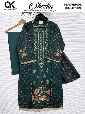 Al Karam Shezlin Pure Rayon Kurti Pant with Soft Cotton Dupatta Set readymade suit catalogs