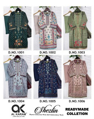 Al Karam Shezlin Pure Rayon Kurti Pant with Soft Cotton Dupatta Set readymade suit catalogs