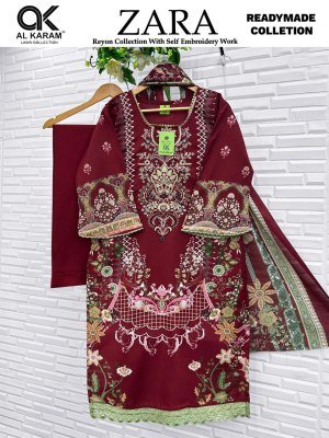 Al Karam Zara Pure Rayon Kurti Pant with Soft Cotton Dupatta Set kurti pant with dupatta Catalogs