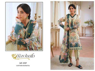Al Zohaib Aaliyah Vol 1 Pakistani Cotton Kurti Pant Set with Printed Dupatta pakistani suit catalogs