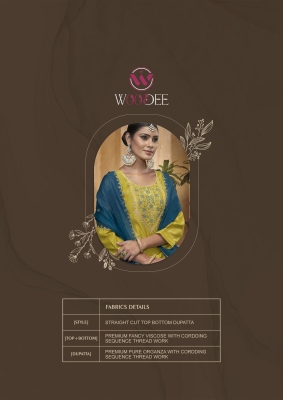 Albeli by Woodee Premium designer Neck Embroidered kurti pant and dupatta catalogue readymade suit catalogs
