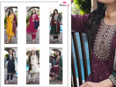 Albeli vol 1 by Rarelily Vichitra silk flair Suit with pant and dupatta catalogue at affordable rate at affordable rate  readymade suit catalogs