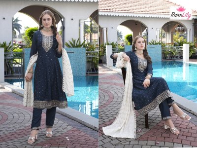 Albeli vol 1 by Rarelily Vichitra silk flair Suit with pant and dupatta catalogue at affordable rate at affordable rate  readymade suit catalogs