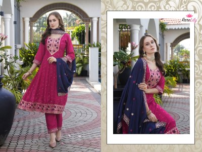 Albeli vol 1 by Rarelily Vichitra silk flair Suit with pant and dupatta catalogue at affordable rate at affordable rate  readymade suit catalogs