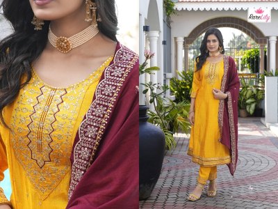 Albeli vol 1 by Rarelily Vichitra silk flair Suit with pant and dupatta catalogue at affordable rate at affordable rate  readymade suit catalogs