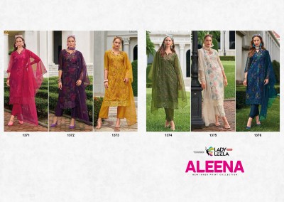 Aleena by Lady Leela embroidered Handwork fancy kurti pant and dupatta catalogue at affordable rate readymade suit catalogs
