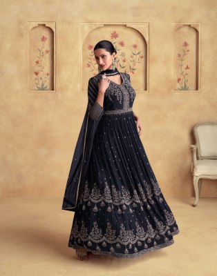Alfaaz Gold by Aashirwad Creation real Georgette Embroidered Gown with Dupatta collection at low rate gown catalogs