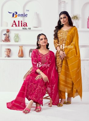 Alia 10 by Bonie reyon prosium printed fancy kurti pant and dupatta catalogue at low rate  kurti pant with dupatta Catalogs