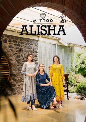 Alisha by Mittoo reyon print with thread work kurti catalogue at low rate 