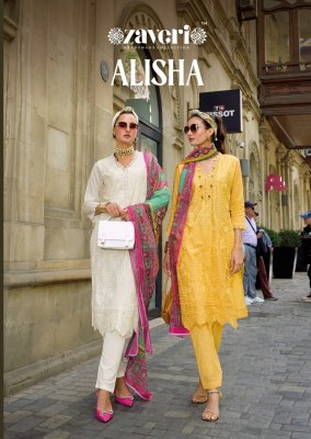 Alisha by Zaveri cotton embroidered top bottom with digital printed dupatta catalogue at low rate Zaveri  women beauty 