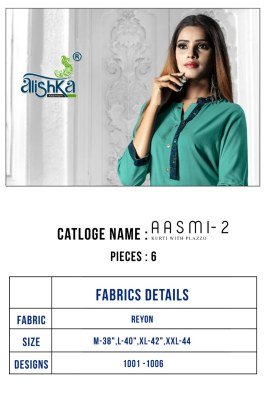 Alishka Fashion Aasmi 2 Rayon Kurti with Plazzo Stylish Ethnic Wear Wholesale kurtis catalogs