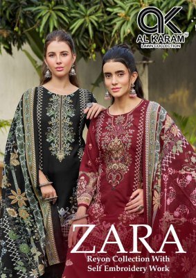 Alkaram Zara Vol 1 Rayon Kurti Pant Set with Dupatta (M–4XL) Karachi suits catalogs