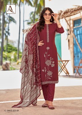 Alok Sonkali Unstitched Suit Premium Viscose Maslin Embroidery with Rayon Bottom And Fancy Digital Print Dupatta Wholesale dress material catalogs