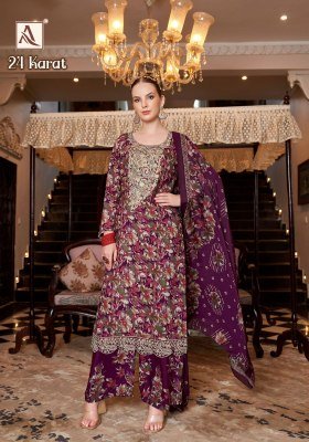 Alok Suit 24 KARAT Pure Rayon Embroidery Unstitched Suit with Printed Cotton Silk Dupatta Wholesale dress material catalogs