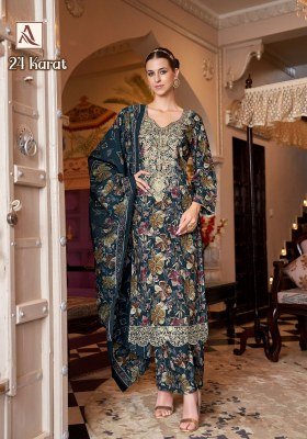 Alok Suit 24 KARAT Pure Rayon Embroidery Unstitched Suit with Printed Cotton Silk Dupatta Wholesale dress material catalogs