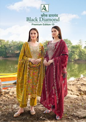 Alok Suit Black Diamond Premium 15 Rayon Embroidered Suit Material 