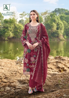 Alok Suit Black Diamond Premium 15 Rayon Embroidered Suit Material dress material catalogs