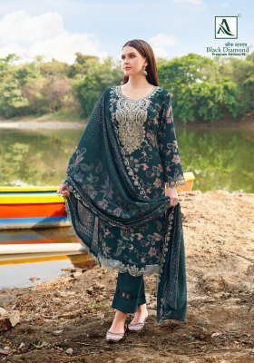 Alok Suit Black Diamond Premium 15 Rayon Embroidered Suit Material dress material catalogs