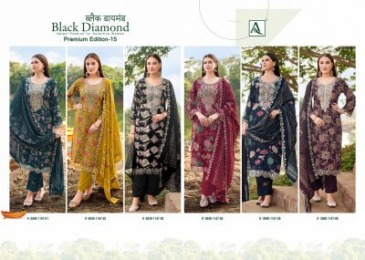 Alok Suit Black Diamond Premium 15 Rayon Embroidered Suit Material dress material catalogs