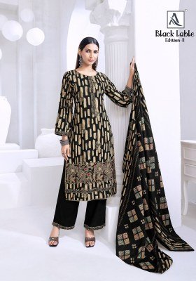 Alok Suit Black lable 3 Unstitched Designer Rayon Salwar Kameez Set Top with Foil Print & Fancy Embroidery, Solid Bottom, Cotton Silk Printed Dupatta  dress material catalogs