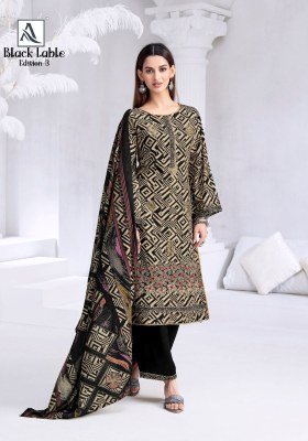 Alok Suit Black lable 3 Unstitched Designer Rayon Salwar Kameez Set Top with Foil Print & Fancy Embroidery, Solid Bottom, Cotton Silk Printed Dupatta  dress material catalogs