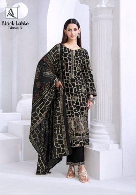 Alok Suit Black lable 3 Unstitched Designer Rayon Salwar Kameez Set Top with Foil Print & Fancy Embroidery, Solid Bottom, Cotton Silk Printed Dupatta  dress material catalogs