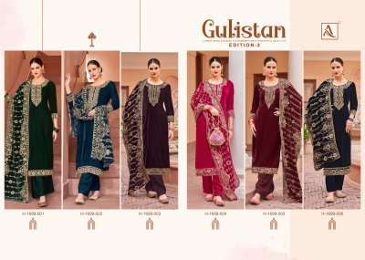 Alok Suit Gulistan 3 Premium Velvet And Pashmina Designer Embroidery Wholesale Collection dress material catalogs