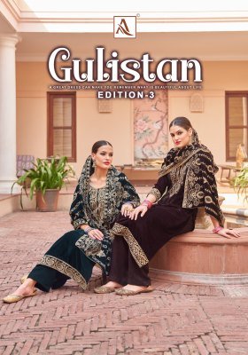 Alok Suit Gulistan 3 Premium Velvet And Pashmina Designer Embroidery Wholesale Collection dress material catalogs