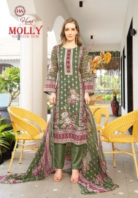 Alok Suit Harshit Fashion Hub Molly Premium Cambric Pakistani Dress Top Swarovski Diamond Work  Cotton Bottom And Nazneen Dupatta Wholesale dress material catalogs