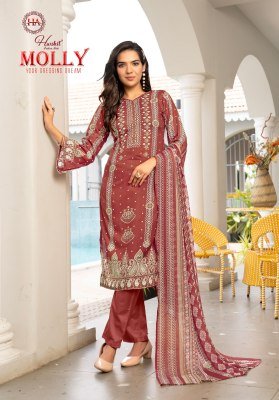 Alok Suit Harshit Fashion Hub Molly Premium Cambric Pakistani Dress Top Swarovski Diamond Work  Cotton Bottom And Nazneen Dupatta Wholesale dress material catalogs