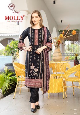 Alok Suit Harshit Fashion Hub Molly Premium Cambric Pakistani Dress Top Swarovski Diamond Work  Cotton Bottom And Nazneen Dupatta Wholesale dress material catalogs